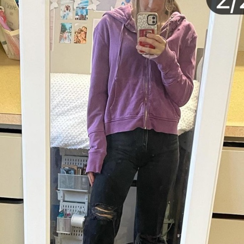 Free people purple distressed zip up